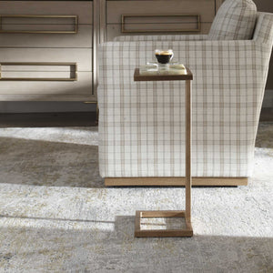 Uttermost Gamora Veined Marble Accent Table with Antique Gold Iron Base