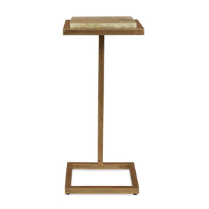 Uttermost Gamora Veined Marble Accent Table with Antique Gold Iron Base