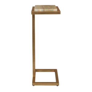 Uttermost Gamora Veined Marble Accent Table with Antique Gold Iron Base