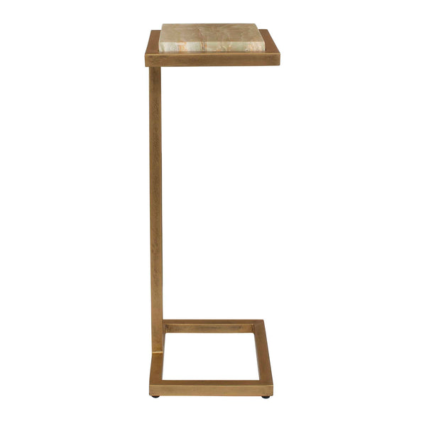 Uttermost Gamora Veined Marble Accent Table with Antique Gold Iron Base