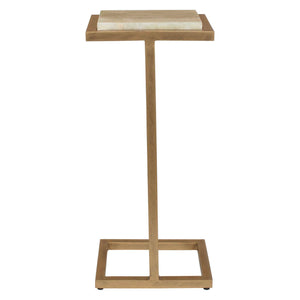 Uttermost Gamora Veined Marble Accent Table with Antique Gold Iron Base