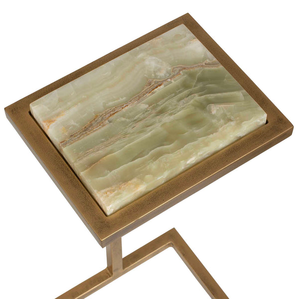 Uttermost Gamora Veined Marble Accent Table with Antique Gold Iron Base