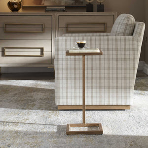 Uttermost Gamora Veined Marble Accent Table with Antique Gold Iron Base