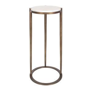 Uttermost Mercier White Marble Round Accent Table with Bronze Iron Base