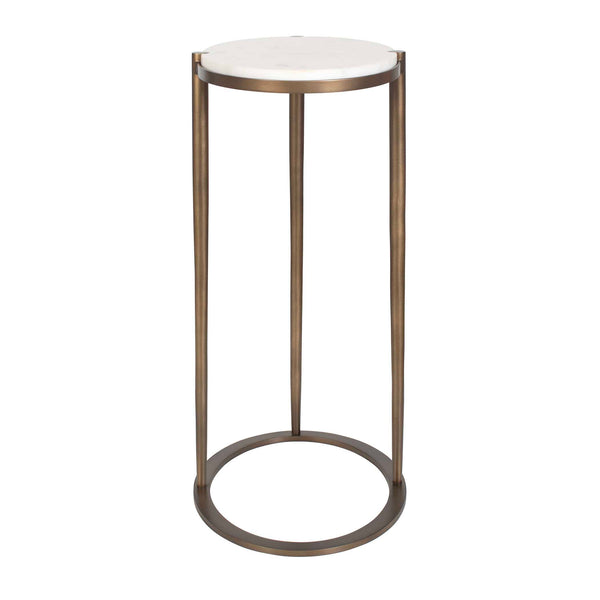 Uttermost Mercier White Marble Round Accent Table with Bronze Iron Base