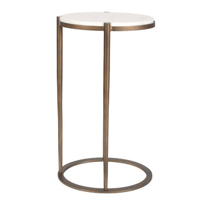Uttermost Mercier White Marble Round Accent Table with Bronze Iron Base