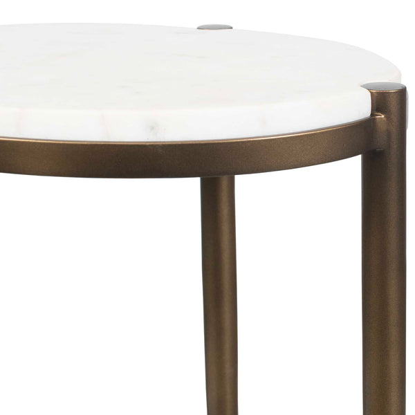 Uttermost Mercier White Marble Round Accent Table with Bronze Iron Base