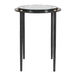 Uttermost Kennington Sculptural Cast Glass Round Side Table with Bronze Iron Base