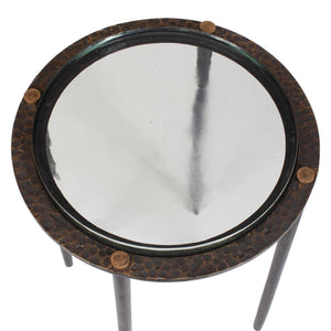 Uttermost Kennington Sculptural Cast Glass Round Side Table with Bronze Iron Base