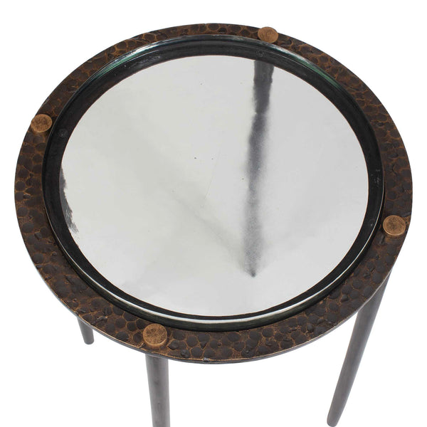 Uttermost Kennington Sculptural Cast Glass Round Side Table with Bronze Iron Base