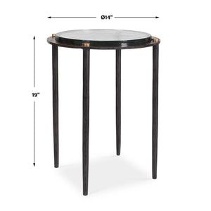 Uttermost Kennington Sculptural Cast Glass Round Side Table with Bronze Iron Base