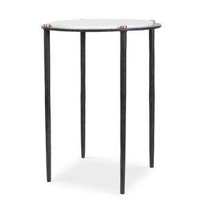 Uttermost Uttermost Wren White Marble Round Top End Table with Bronze Iron Base 50344