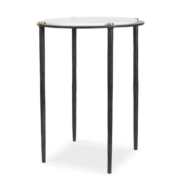 Uttermost Uttermost Wren White Marble Round Top End Table with Bronze Iron Base 50344