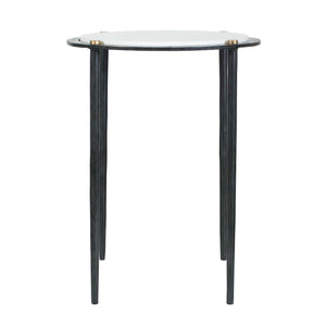 Uttermost Wren White Marble Round Top End Table with Bronze Iron Base