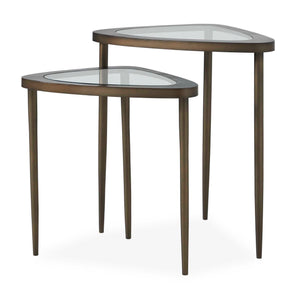 Uttermost Uttermost Millar Antiqued Brass Glass Top Nesting Accent Tables for Living Rooms 50346