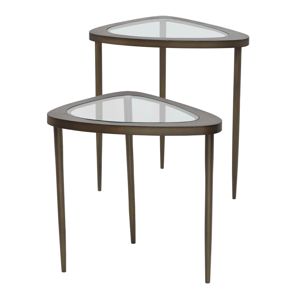 Uttermost Uttermost Millar Antiqued Brass Glass Top Nesting Accent Tables for Living Rooms 50346