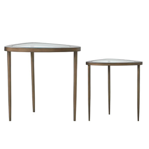 Uttermost Millar Antiqued Brass Glass Top Nesting Accent Tables for Living Rooms