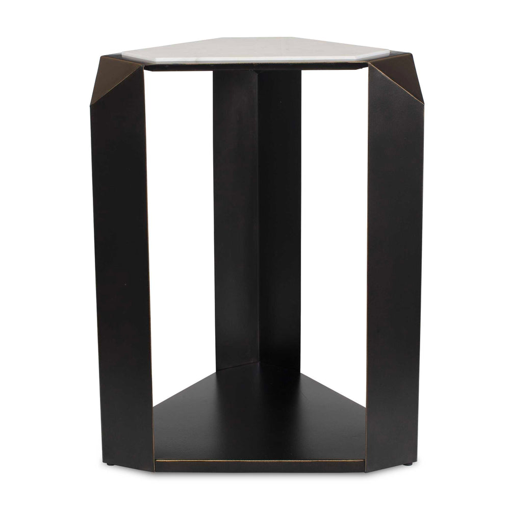 Uttermost Uttermost Keenan Geometric Iron Base Accent Table with Natural White Marble Top 50347