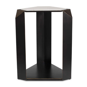 Uttermost Uttermost Keenan Geometric Iron Base Accent Table with Natural White Marble Top 50347