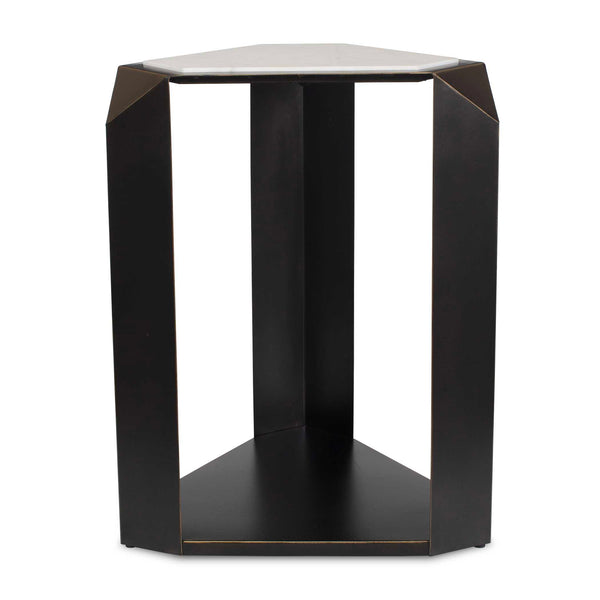 Uttermost Uttermost Keenan Geometric Iron Base Accent Table with Natural White Marble Top 50347