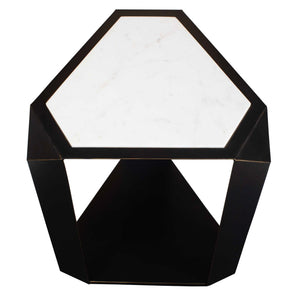 Uttermost Keenan Geometric Iron Base Accent Table with Natural White Marble Top