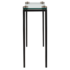 Uttermost Averona Tempered Glass Iron Frame Accent Table for Living Room or Entryway