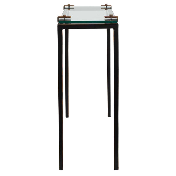 Uttermost Averona Tempered Glass Iron Frame Accent Table for Living Room or Entryway