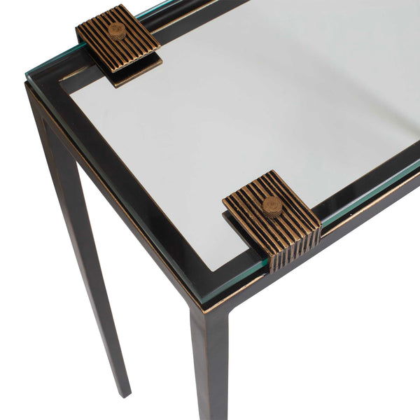 Uttermost Averona Tempered Glass Iron Frame Accent Table for Living Room or Entryway