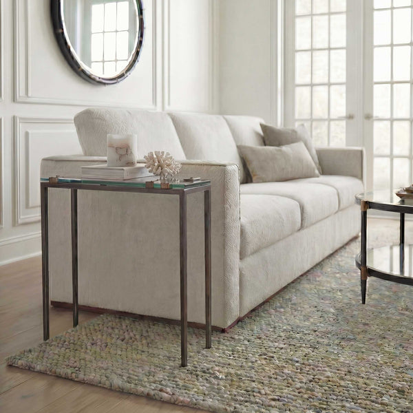 Uttermost Averona Tempered Glass Iron Frame Accent Table for Living Room or Entryway