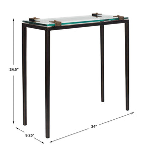 Uttermost Averona Tempered Glass Iron Frame Accent Table for Living Room or Entryway