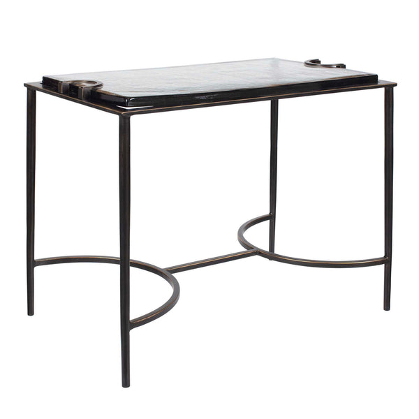 Uttermost Eisen Cast Glass and Bronze Iron Sculptural Accent Table for Living Rooms
