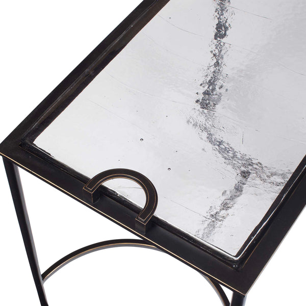 Uttermost Eisen Cast Glass and Bronze Iron Sculptural Accent Table for Living Rooms