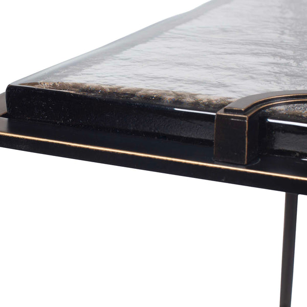 Uttermost Eisen Cast Glass and Bronze Iron Sculptural Accent Table for Living Rooms