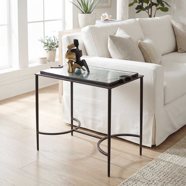 Uttermost Eisen Cast Glass and Bronze Iron Sculptural Accent Table for Living Rooms