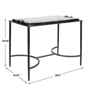 Uttermost Eisen Cast Glass and Bronze Iron Sculptural Accent Table for Living Rooms