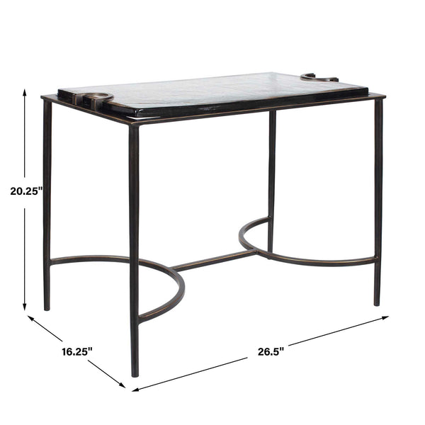 Uttermost Eisen Cast Glass and Bronze Iron Sculptural Accent Table for Living Rooms