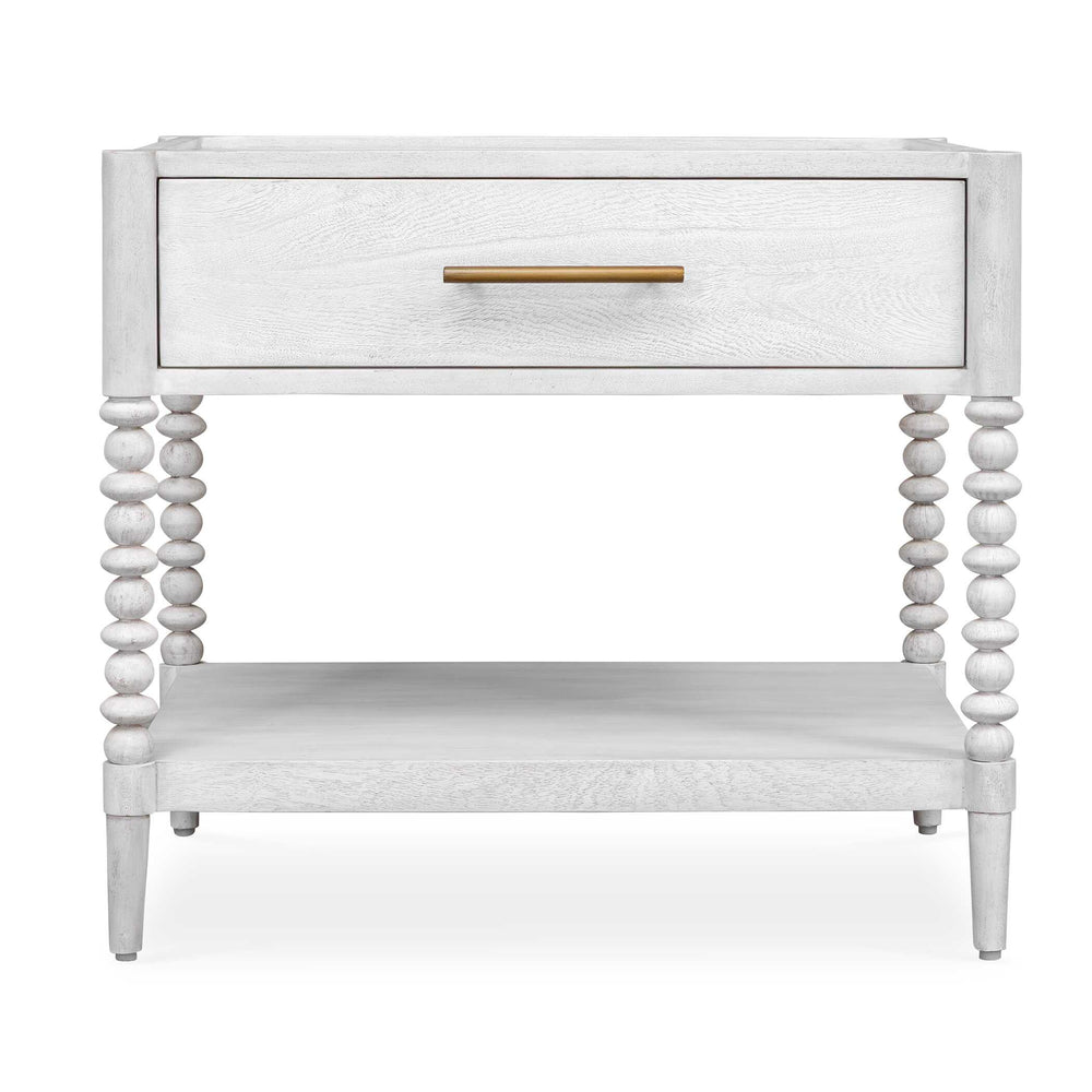 Uttermost Uttermost Bales Mango Wood Side Table with Bobbin Legs Drawer and Open Shelf 50354