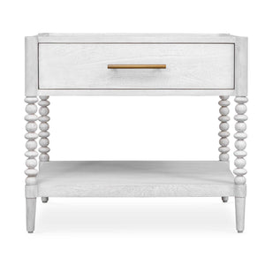 Uttermost Uttermost Bales Mango Wood Side Table with Bobbin Legs Drawer and Open Shelf 50354