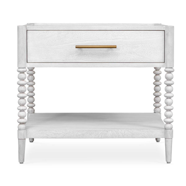 Uttermost Uttermost Bales Mango Wood Side Table with Bobbin Legs Drawer and Open Shelf 50354