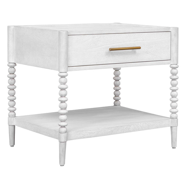 Uttermost Bales Mango Wood Side Table with Bobbin Legs Drawer and Open Shelf