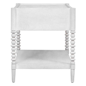 Uttermost Bales Mango Wood Side Table with Bobbin Legs Drawer and Open Shelf