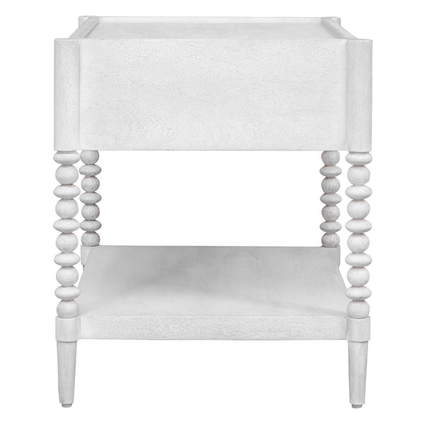 Uttermost Bales Mango Wood Side Table with Bobbin Legs Drawer and Open Shelf