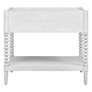 Uttermost Bales Mango Wood Side Table with Bobbin Legs Drawer and Open Shelf