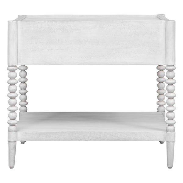 Uttermost Bales Mango Wood Side Table with Bobbin Legs Drawer and Open Shelf