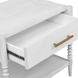 Uttermost Bales Mango Wood Side Table with Bobbin Legs Drawer and Open Shelf