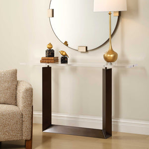 Uttermost Mcelroy Iron and Acrylic Console Table with Bronze Finish for Entryways