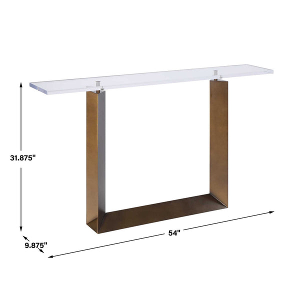 Uttermost Mcelroy Iron and Acrylic Console Table with Bronze Finish for Entryways