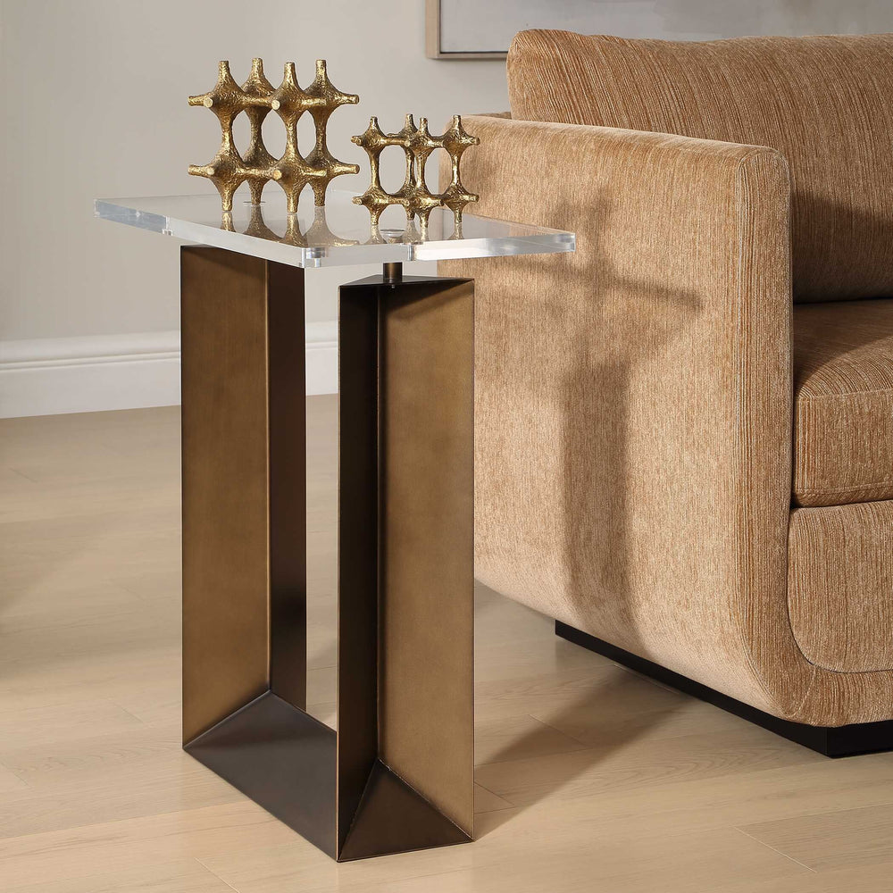Uttermost Uttermost Mcelroy Iron and Acrylic Side Table with Bronze Finish for Modern Living 50359