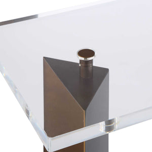 Uttermost Mcelroy Iron and Acrylic Side Table with Bronze Finish for Modern Living