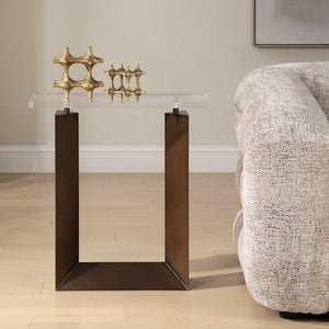 Uttermost Mcelroy Iron and Acrylic Side Table with Bronze Finish for Modern Living